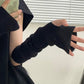 Rib knit gloves with thumb hole