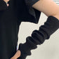 Rib knit gloves with thumb hole