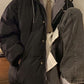 Vintage Oversize Mock Zweiteilige Puffer Jacke mit Hoodie
